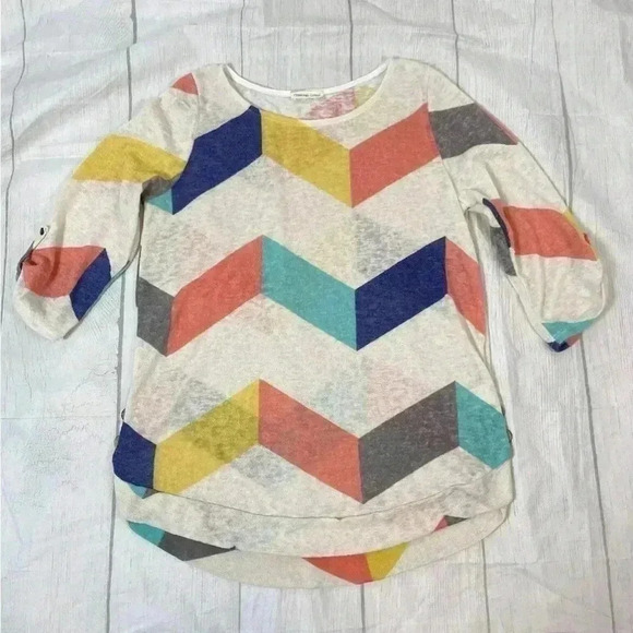 FLAMINGO URBAN Fashion Break Stripe Adjustable 3/4 Sleeve‎ Scoop Woman’s Size M - Picture 11 of 16